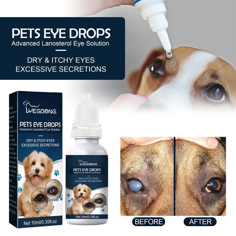 

10ML Pet Eye Drops For Cats And Dogs To Remove Tear Marks Ease Dry Relieve Eye Itching Mild Cleansing Medicine Small Animals