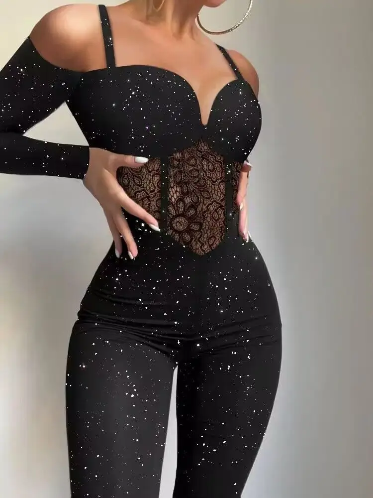 Женский облегающий кружевной комбинезон с V-образным вырезом, европейский и американский комбинезон с длинными брюками
Женский облегающий кружевной комбинезон с V-образным вырезом, европейский и американский комбинезон с длинными брюками