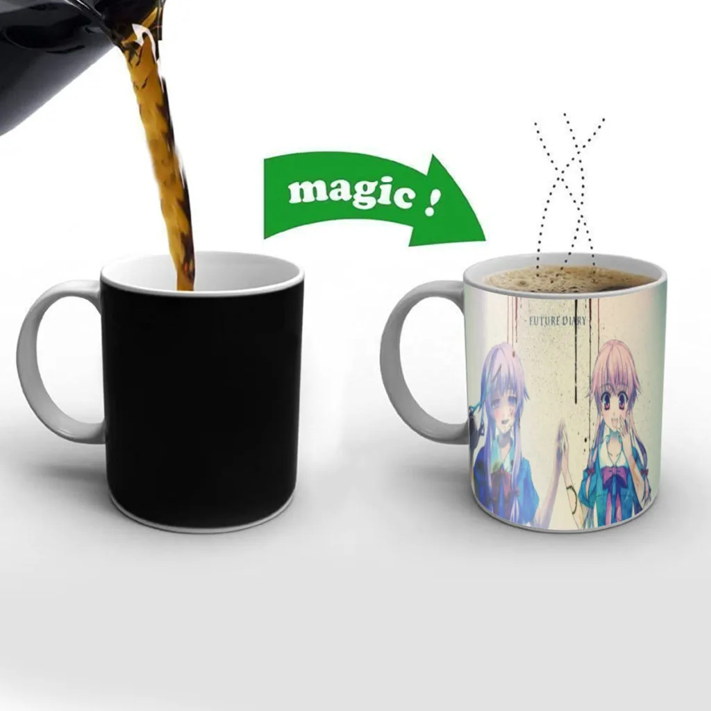

Future Diary Free shipping New Magic Mug Changing Color Mug Coffee Tea Mug Temperature Color Changing Heat Sensitive Cup