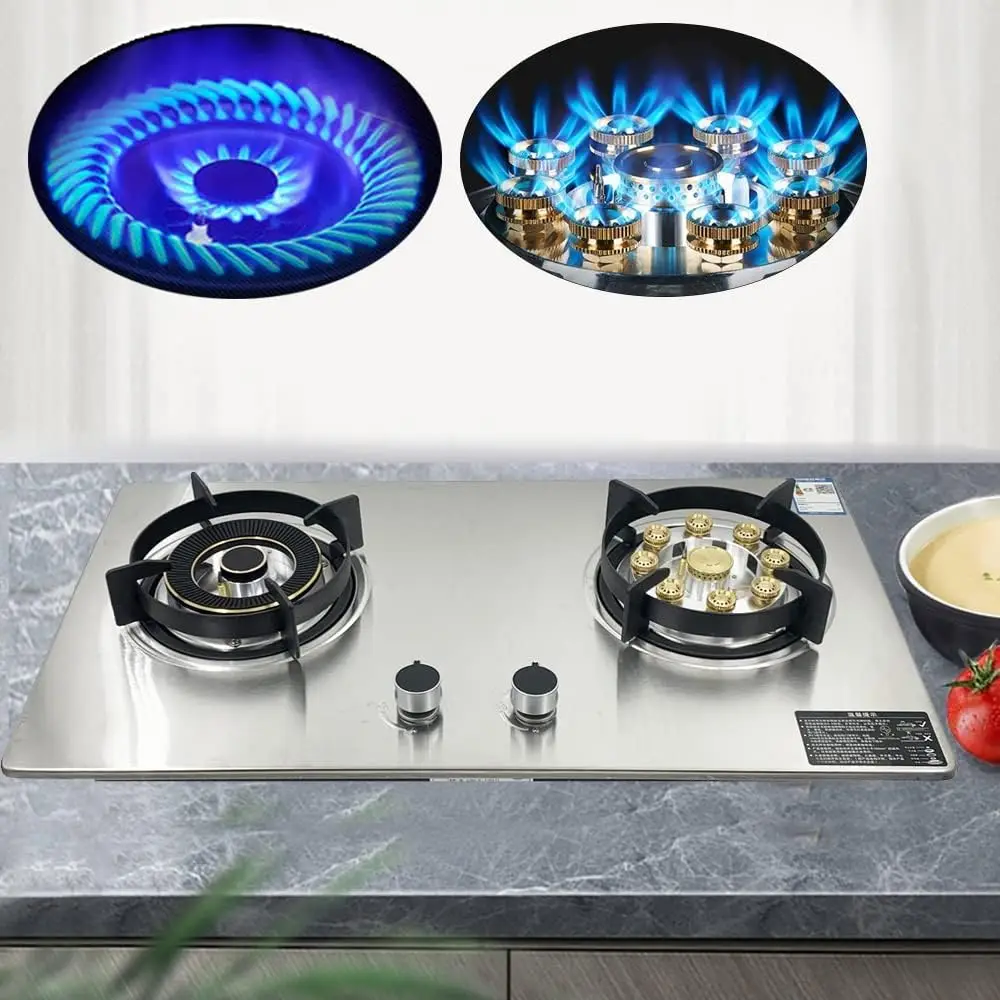 

28" Built-In Gas Cooktops 2 Burner Natural Gas/Propane Gas Cooker Stainless Steel Gas Stove | Dual Burner Gas Hob Easy To Clean