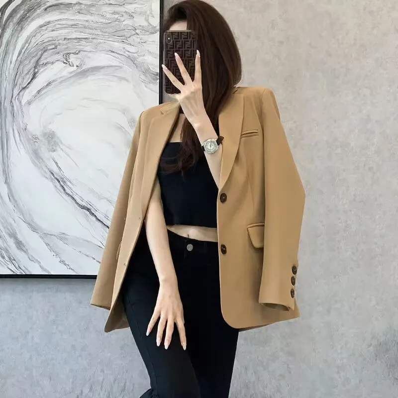 Women Blazer Casual Jacket Multi-Color Pocket All-Match Long Sleeved OL Autumn Winter Elegant Office Lady Coat Loose Solid Thin Women Blazer Casual Jacket Multi-Color Pocket All-Match Long Sleeved OL Autumn Winter Elegant Office Lady Coat Loose Solid Thin
