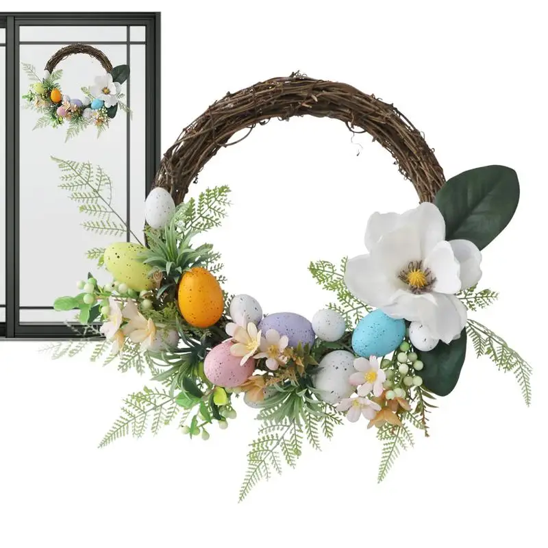 

Easter Wreaths For Front Door Easter Garland With Colorful Eggs Home Decor Wreath For Doorway Wall Yard Backyard Fireplaces Farm