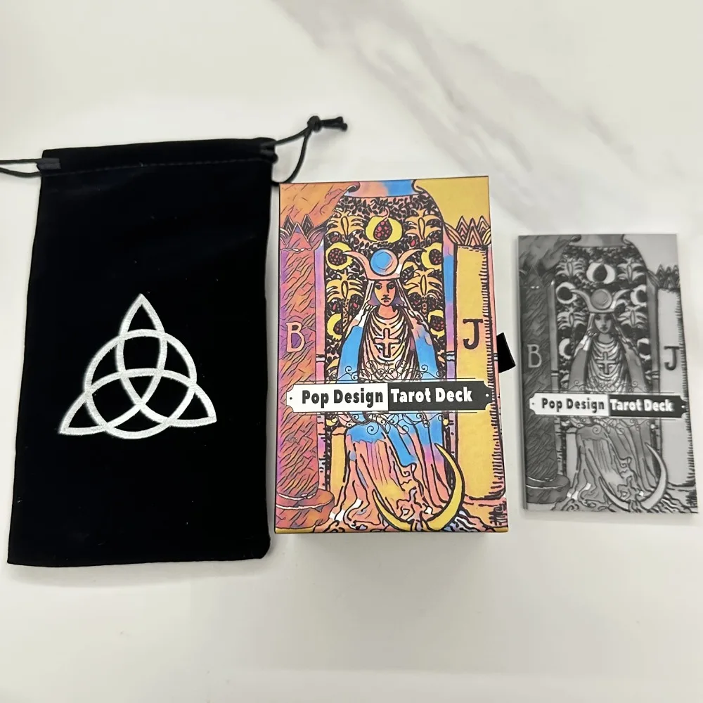 

12*7cm Pop Design Tarot Deck In Sliding Rigid Gift Box 78 Pcs Tarot Cards with Guidebook and Drawstring Pouch