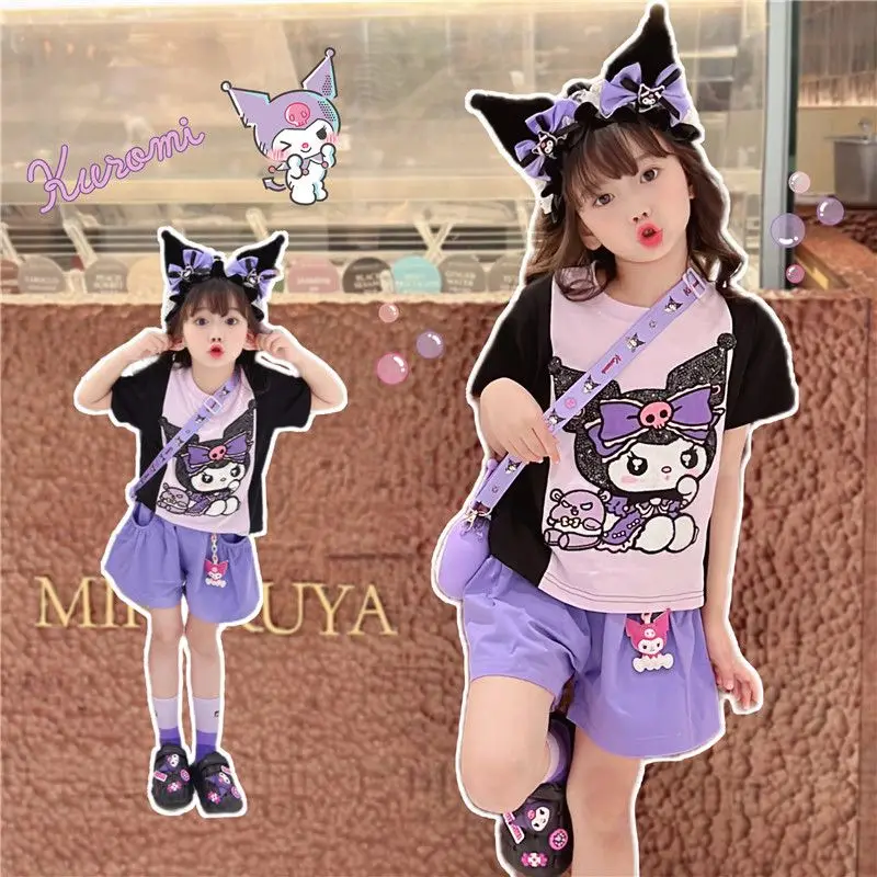 Cute Sanrioed Kuromi Cotton Girls' Set Summer New Children's Fashionable Cartoon Dopamine Wear Two Piece Set
Cute Sanrioed Kuromi Cotton Girls' Set Summer New Children's Fashionable Cartoon Dopamine Wear Two Piece Set