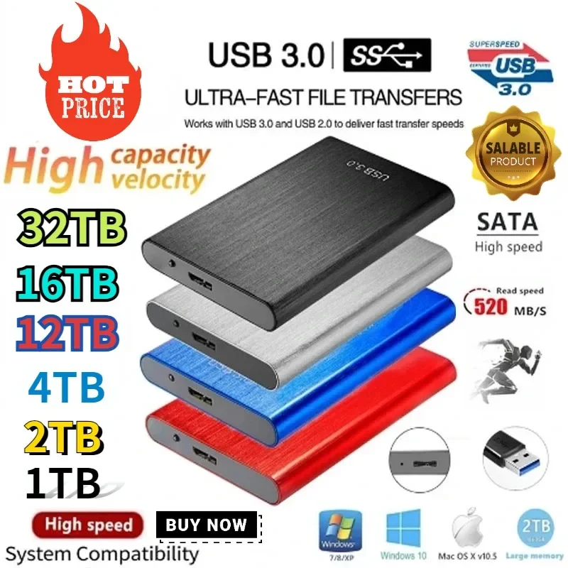 2024 New Portable External Hard Drive High-speed SSD 500GB 1TB 2TB 4TB HD Mass Storage USB 3.0 8TB 16/30TB Hard Disks For Laptop
2024 New Portable External Hard Drive High-speed SSD 500GB 1TB 2TB 4TB HD Mass Storage USB 3.0 8TB 16/30TB Hard Disks For Laptop