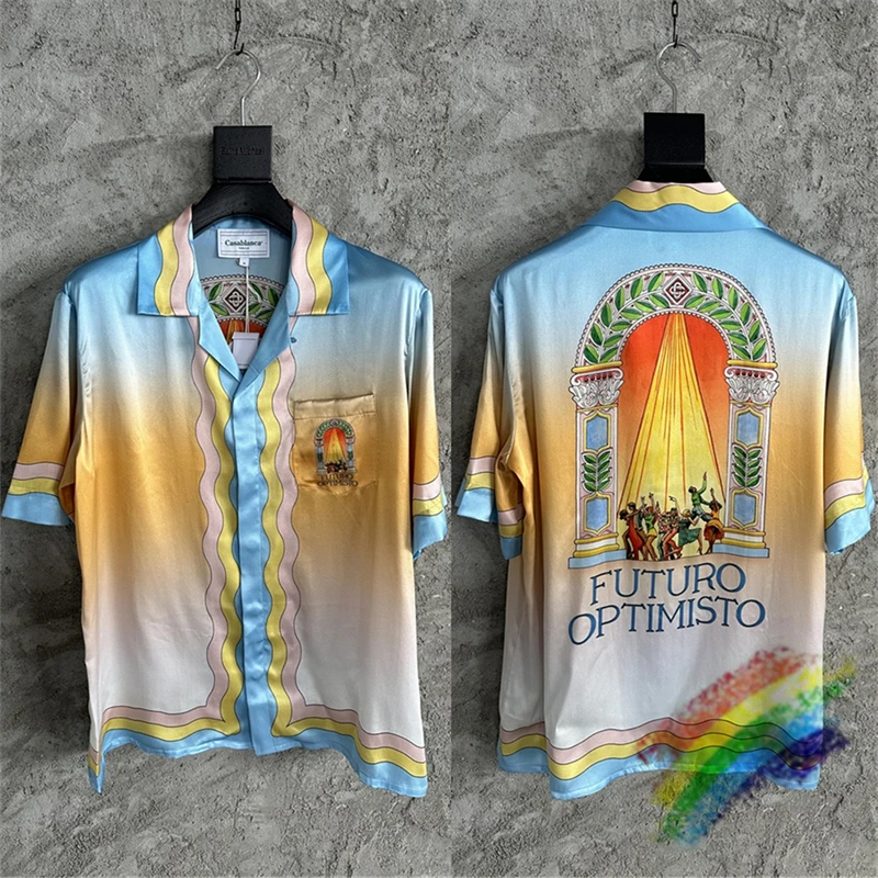 2023ss Gradient Casablanca Silk Shirt Men Women 1:1 Top Quality Short Sleeve Hawaii Beach Shirts
2023ss Gradient Casablanca Silk Shirt Men Women 1:1 Top Quality Short Sleeve Hawaii Beach Shirts