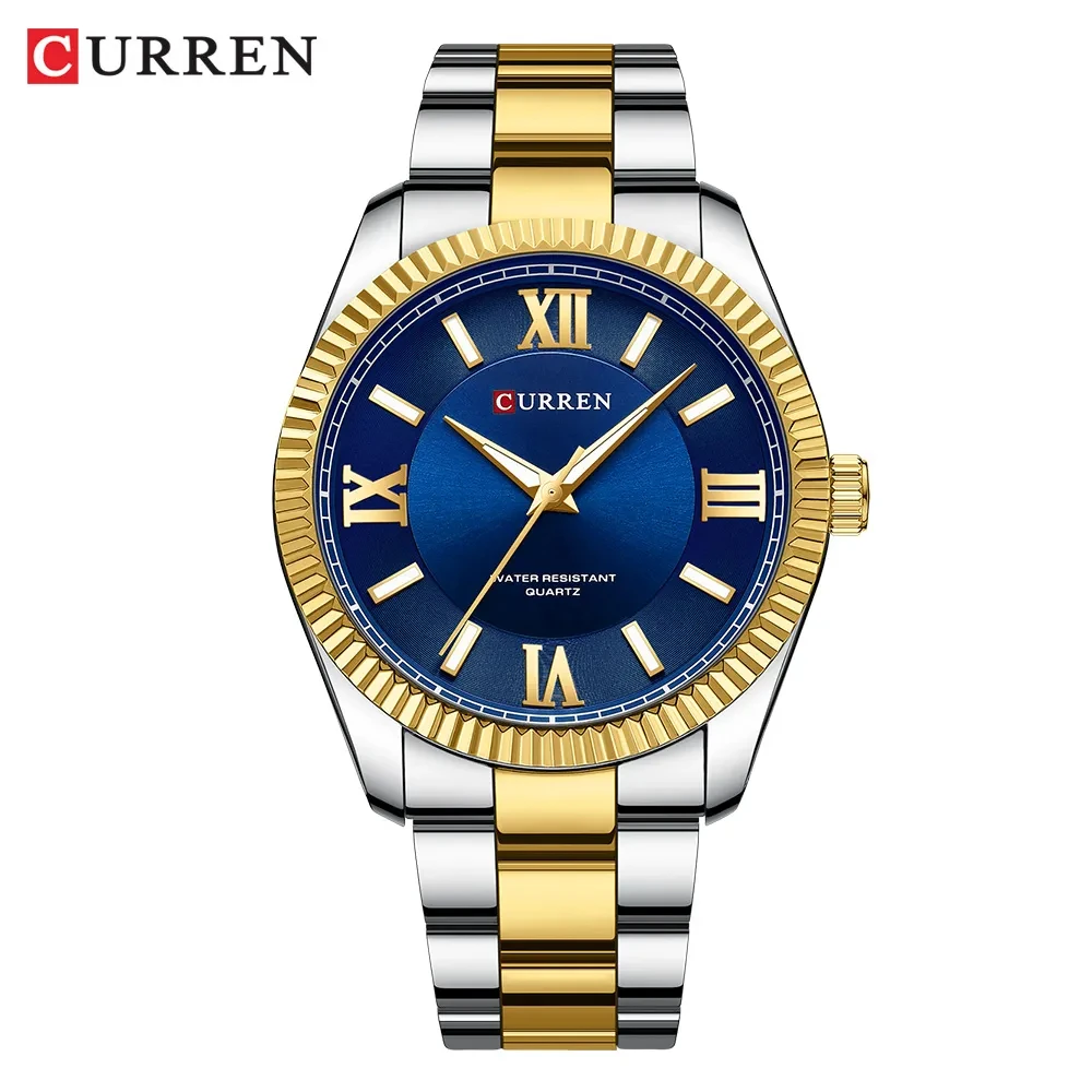

CURREN Brand Luxury Business Quartz Watch Stainless Steel Strap Classic and Luminous Simple Hands Waterproof Men's Wristwatch