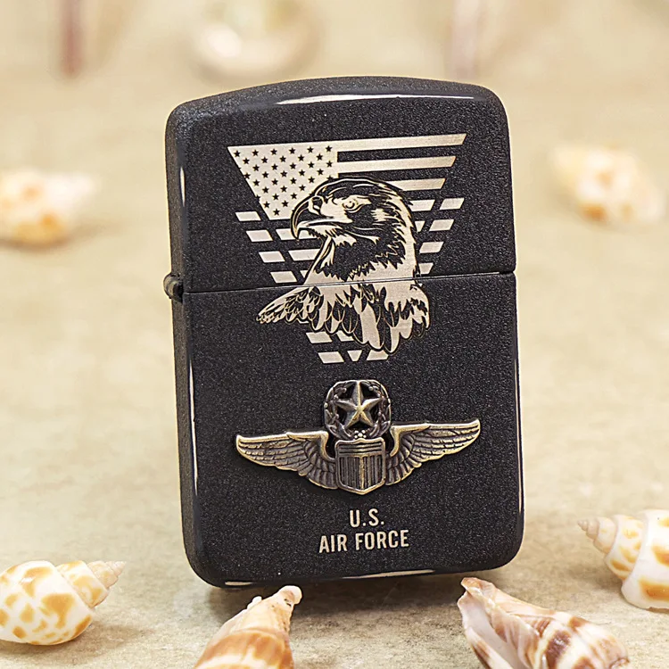 

Genuine Zippo US Air Force Emblem oil lighter copper windproof cigarette Kerosene lighters Gift with anti-counterfeiting code