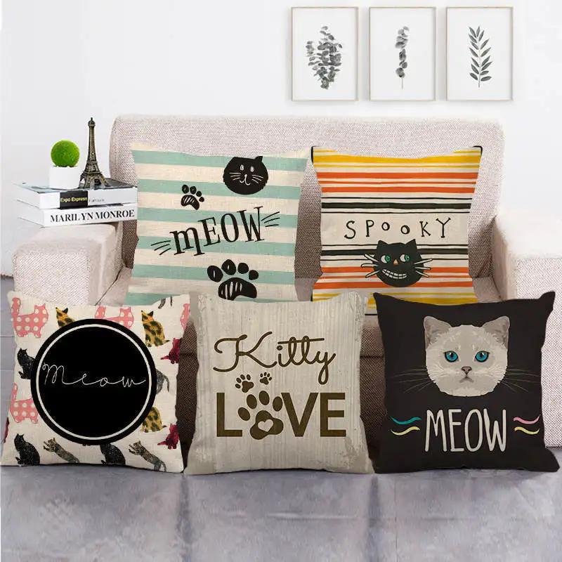 Cute Cat Pillow Case Funny Letter Linen Pillow Cover for Living Room Bedroom Bed Decorative Cushions for Elegant Sofa Pillowcase
Cute Cat Pillow Case Funny Letter Linen Pillow Cover for Living Room Bedroom Bed Decorative Cushions for Elegant Sofa Pillowcase