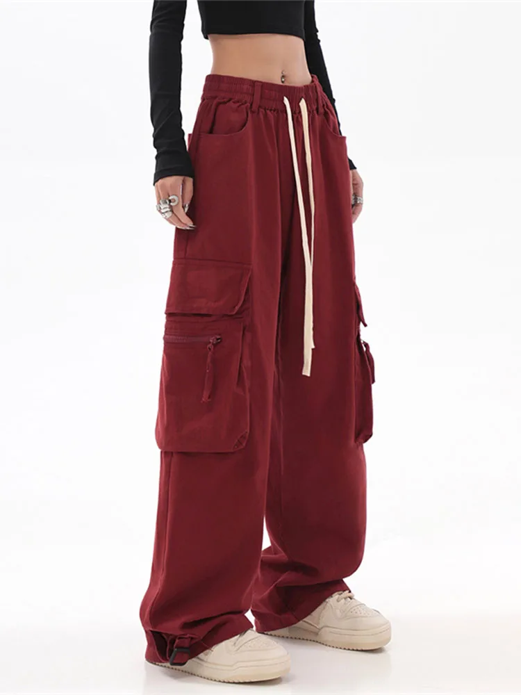 2022 New Elastic Waist Red Baggy Y2K Cargo Pants Women Low Waist Sweatpant Trousers Vintage Street Pockets Wide Leg Joggers Pant
2022 New Elastic Waist Red Baggy Y2K Cargo Pants Women Low Waist Sweatpant Trousers Vintage Street Pockets Wide Leg Joggers Pant