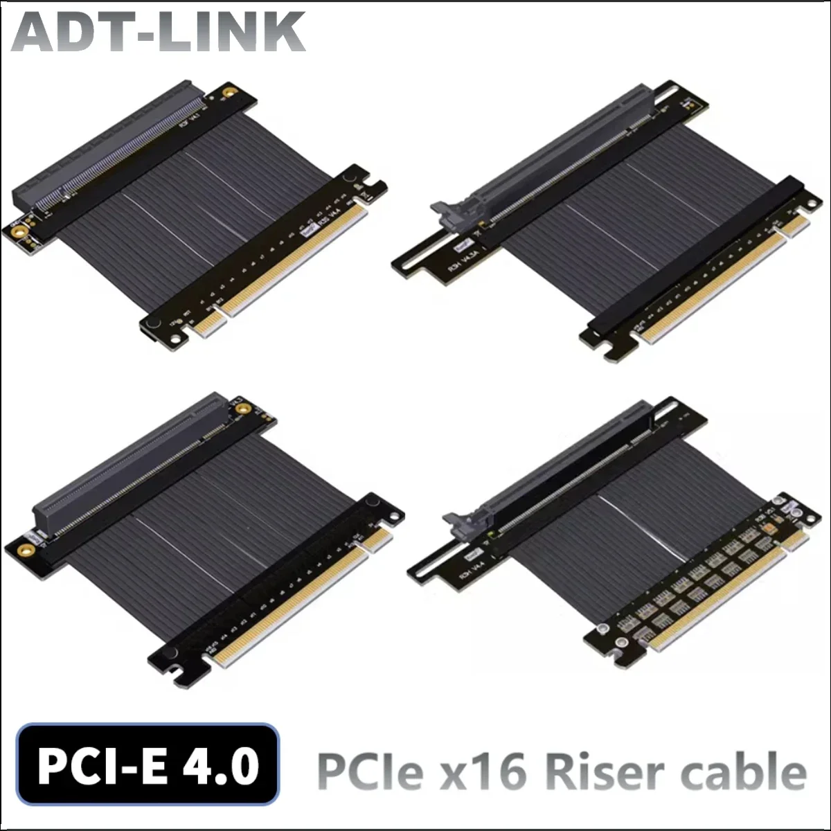 

ADT-Link High Speed PCI-e 4.0 x16 to x16 Riser Cable PCIe 4.0 Black/Silver GPU Gaming For ATX RTX 3090 Video Card Vertical Mount