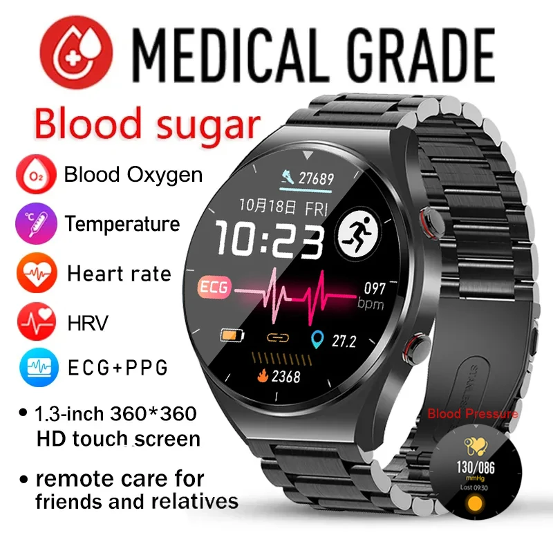 Original Blood Sugar Smart Watch ECG+PPG HRV Monitor Blood Pressure Body Temperature Smartwatch Men Waterproof Fitness Tracker
Original Blood Sugar Smart Watch ECG+PPG HRV Monitor Blood Pressure Body Temperature Smartwatch Men Waterproof Fitness Tracker