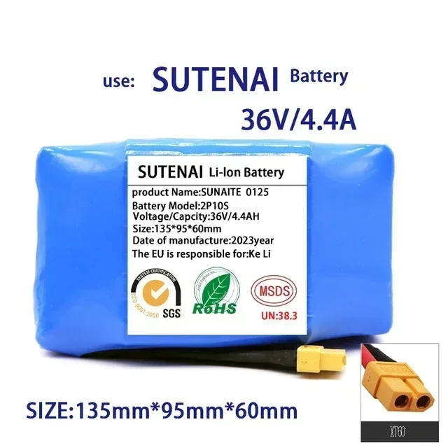 36V 18650 Battery Pack 4400mAh Rechargeable Lithium ion battery for Electric Self Balancing Scooter HoverBoard Unicycle
36V 18650 Battery Pack 4400mAh Rechargeable Lithium ion battery for Electric Self Balancing Scooter HoverBoard Unicycle