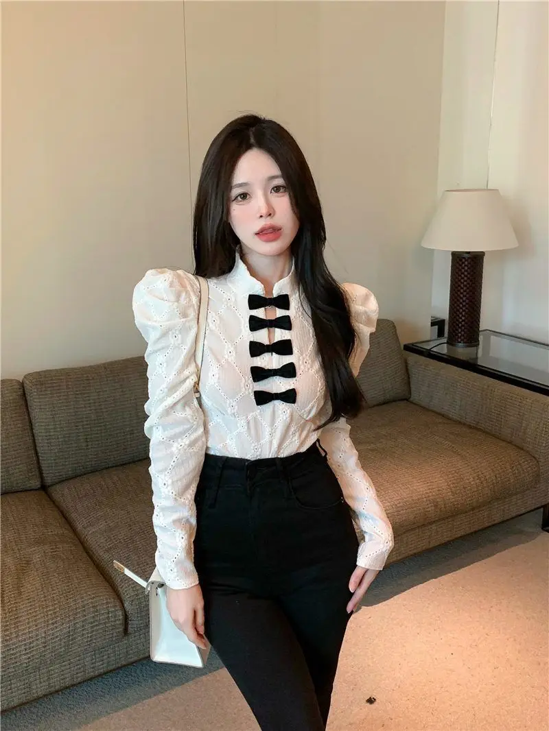 2024 Spring And Autumn New Shirt Women'S French Bow Design Sense Long Sleeve Shirt Slim Lace Top
2024 Spring And Autumn New Shirt Women'S French Bow Design Sense Long Sleeve Shirt Slim Lace Top