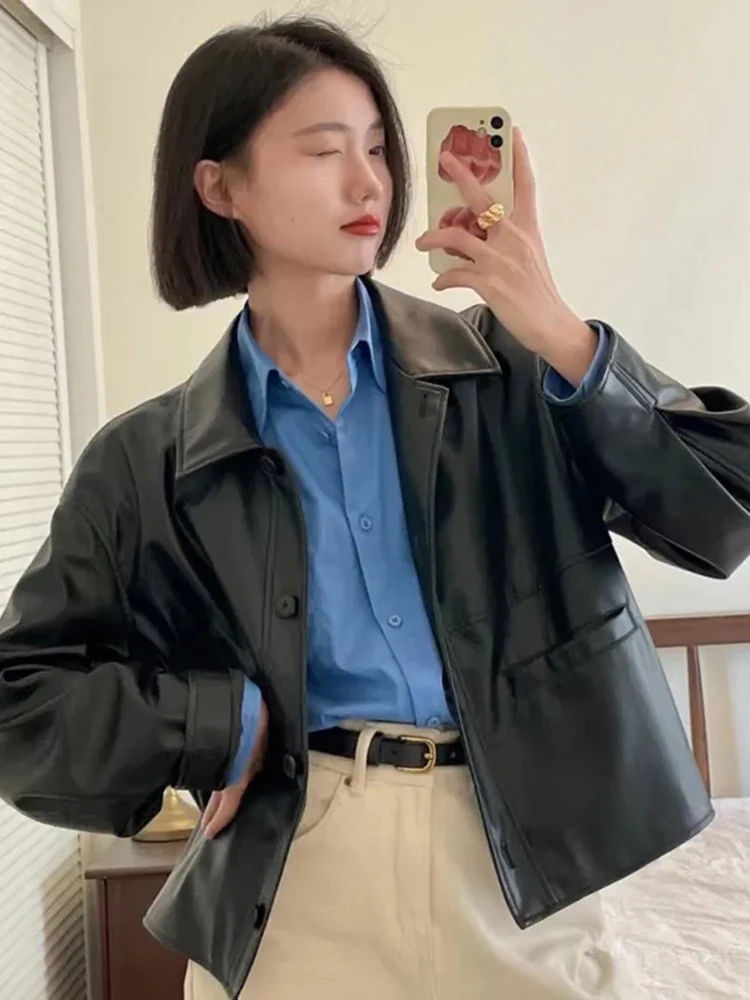 Jmprs Pu Designed Jacket Women Black Moto Faux Leather Coats Long Sleeve Turn Down Collar Streetwear Y2K Female Outwear
Jmprs Pu Designed Jacket Women Black Moto Faux Leather Coats Long Sleeve Turn Down Collar Streetwear Y2K Female Outwear