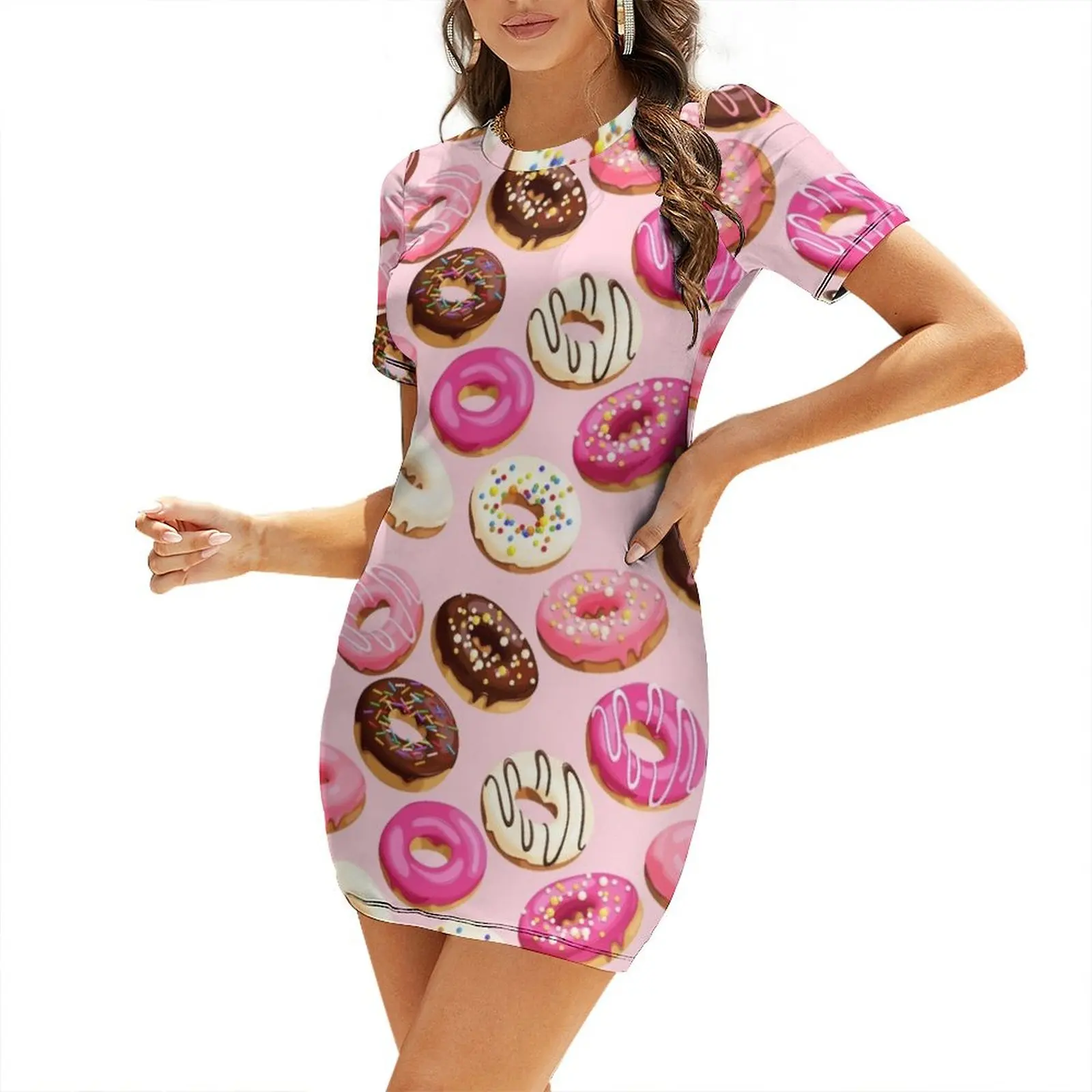 Pink Delicious Retro Donuts Short Sleeved Dress summer dresses ladies 2024 dresses summer 
Pink Delicious Retro Donuts Short Sleeved Dress summer dresses ladies 2024 dresses summer