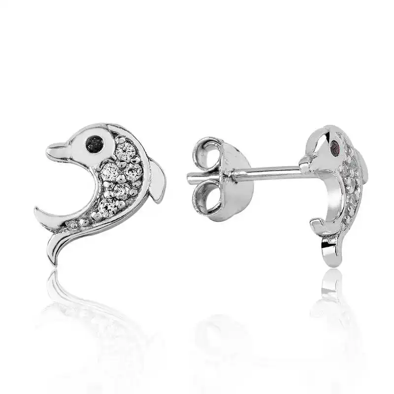 Tevuli 925 Sterling Silver Dolphin Fish Studded Earrings 
Tevuli 925 Sterling Silver Dolphin Fish Studded Earrings