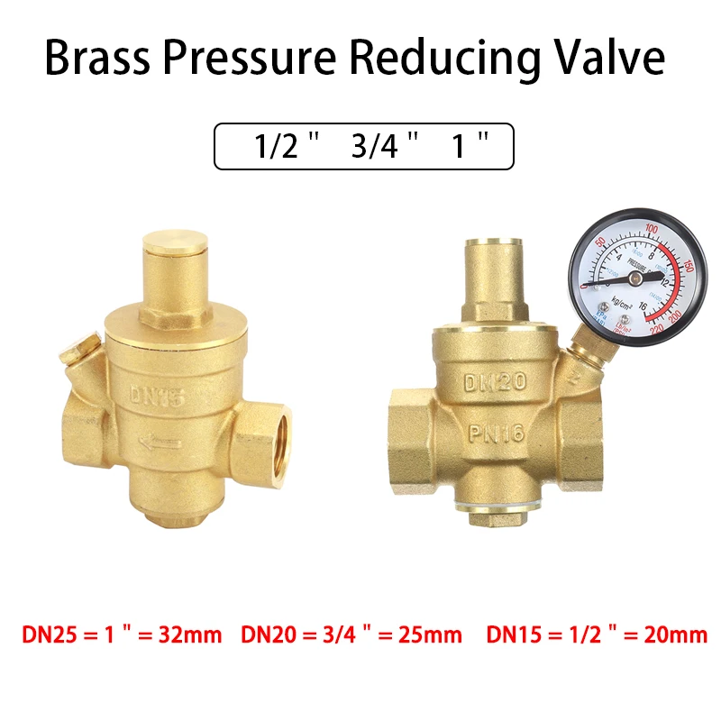 

DN15/20/25 латунные редукторы давления воды и газа 1/2 дюйма 3/4 дюйма 1 дюйм, поддерживающие клапаны, регуляторы, регулируемые рельефные клапаны с манометром