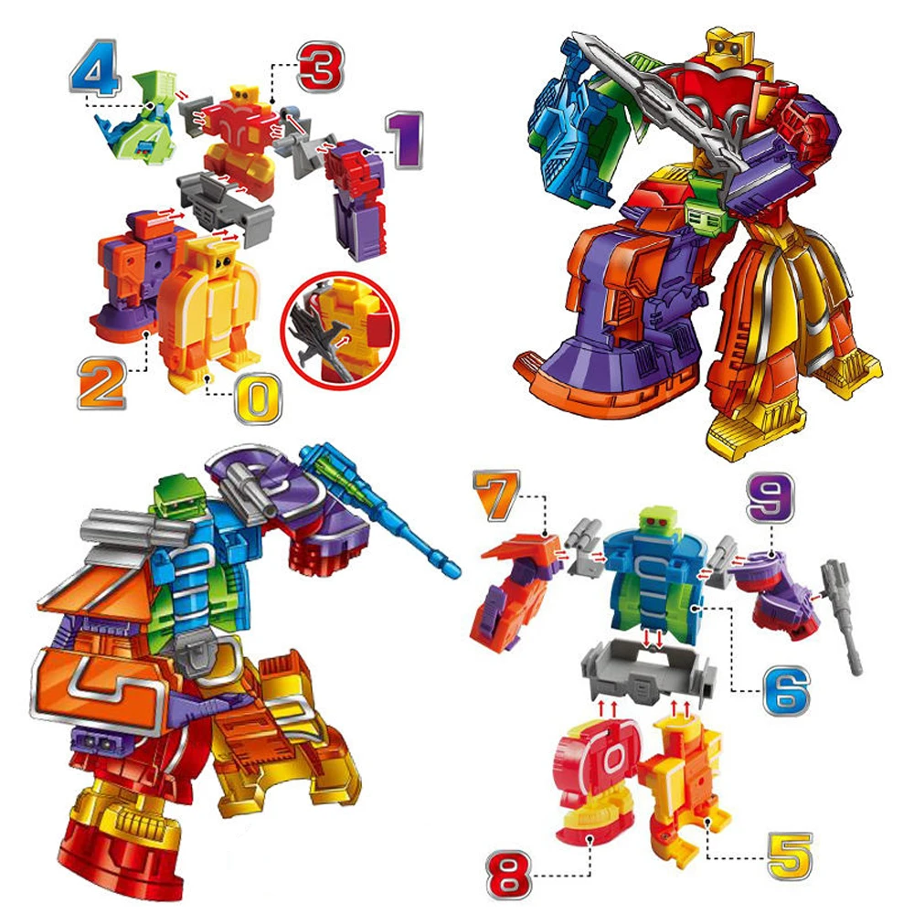 

Игрушка-трансформер цифр 5 в 1, робот, экшн-фигурки для мальчиков, игрушки-трансформеры, подарок для детского сада