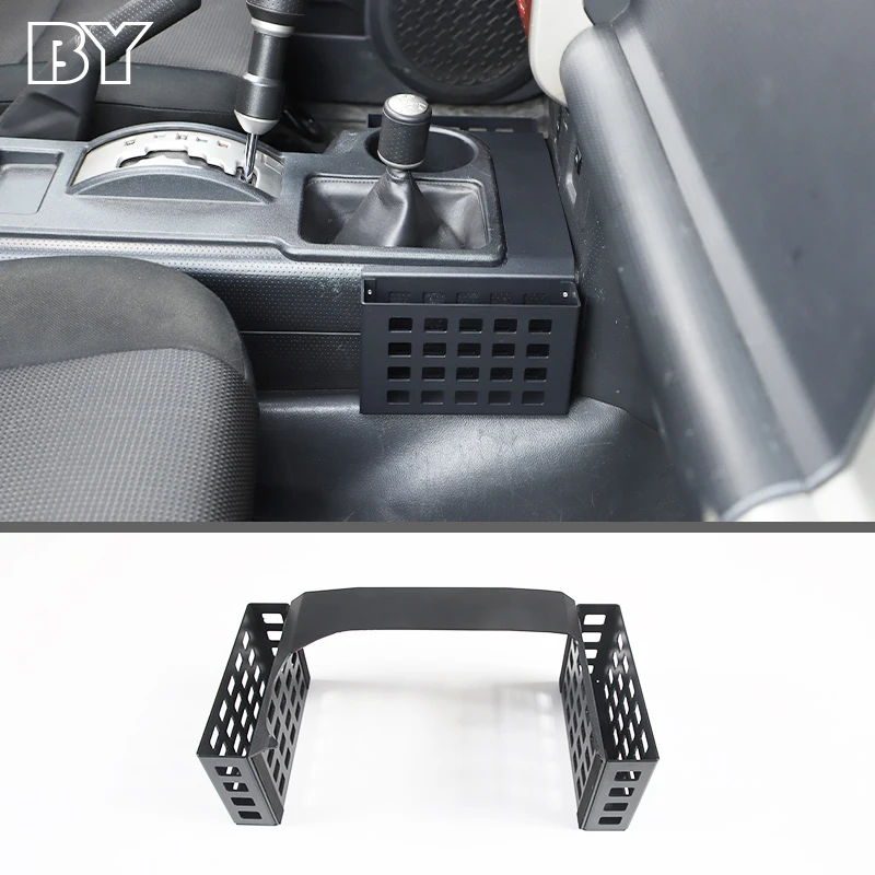 

Car Central Storage Box For Toyota FJ Cruiser 2007-2021 Gear Storage Basket Black Aluminum Alloy Stowing Tidying LHD Accessories