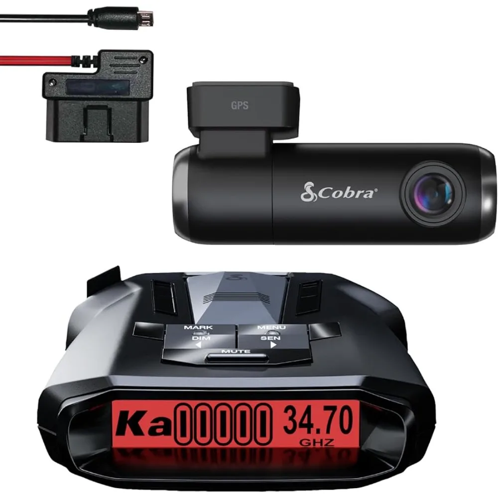 

Cobra RAD 700i Laser Radar Detector & SC100 Smart Dash Cam + 2.5A OBD Port to Micro USB Hardwire Kit