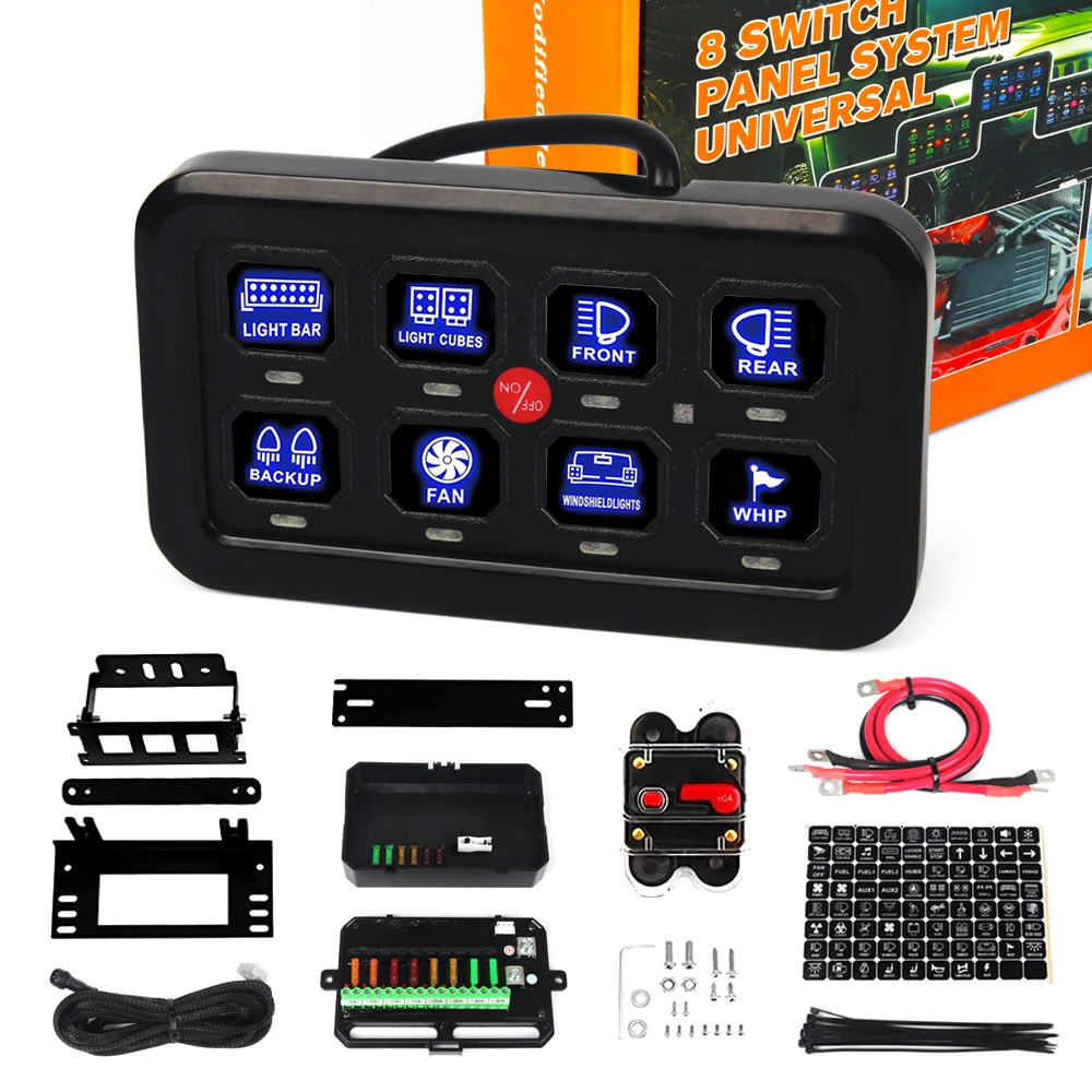 

Universal Car 8 Gang Switch Panel BA80 Automatic Dimmable LED Touch Control Panel Box Electronic Relay System For ATV UTV SUV