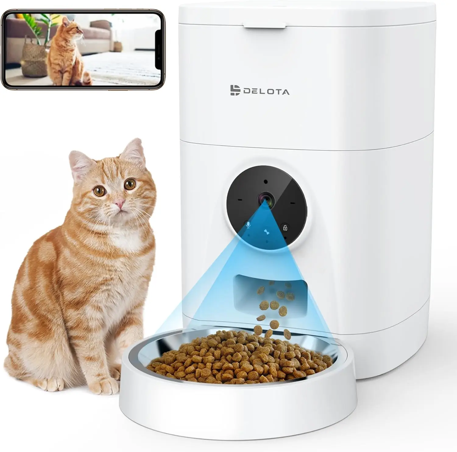 Floodlight Outdoor Home Automatic Cat Feeder with Camera,4L Automatic Cat Feeders with 4MP Camera, 10s Voice Recorder, 2.4G WiFi
Floodlight Outdoor Home Automatic Cat Feeder with Camera,4L Automatic Cat Feeders with 4MP Camera, 10s Voice Recorder, 2.4G WiFi