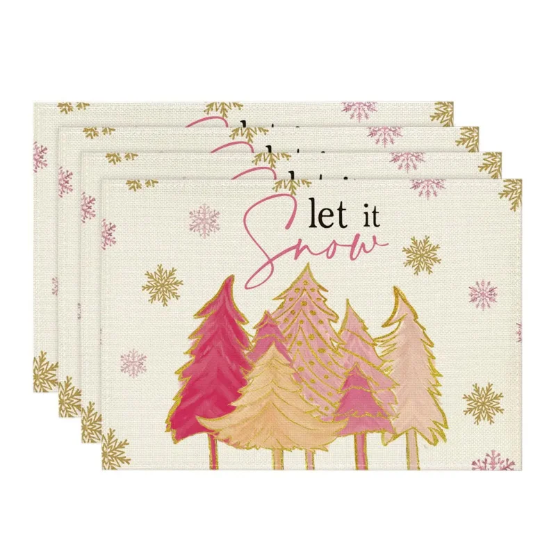Pink Christmas Tree Let It Snow Snowflake Winter Placemat Set of 4,12x18 Inch Seasonal Table Mats for Party Kitchen Dining Decor
Pink Christmas Tree Let It Snow Snowflake Winter Placemat Set of 4,12x18 Inch Seasonal Table Mats for Party Kitchen Dining Decor