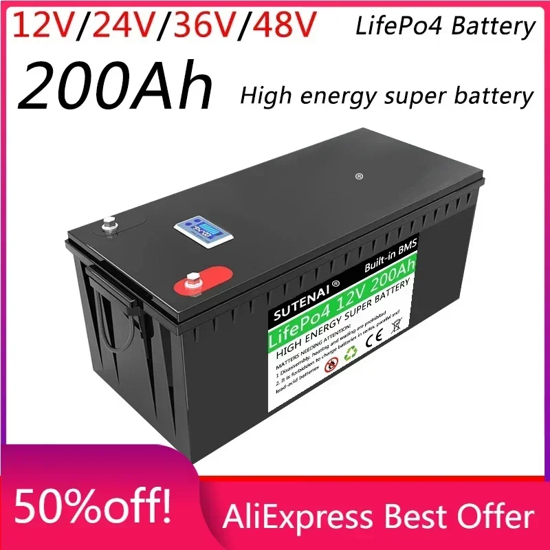 new 12V 24V 36V 48V 200AH LiFePO4 Battery Built-in BMS for Solar Power System RV Campers Golf Cart Off-road Solar Deep Cycle
new 12V 24V 36V 48V 200AH LiFePO4 Battery Built-in BMS for Solar Power System RV Campers Golf Cart Off-road Solar Deep Cycle