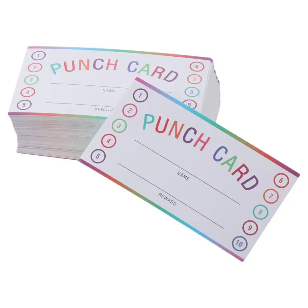 200 Pcs 1.97*3.54 Inch Reward Punch Cards Rectangle Multicolour Behavior Incentive Awards Paper Business Loyalty Card Office
200 Pcs 1.97*3.54 Inch Reward Punch Cards Rectangle Multicolour Behavior Incentive Awards Paper Business Loyalty Card Office
