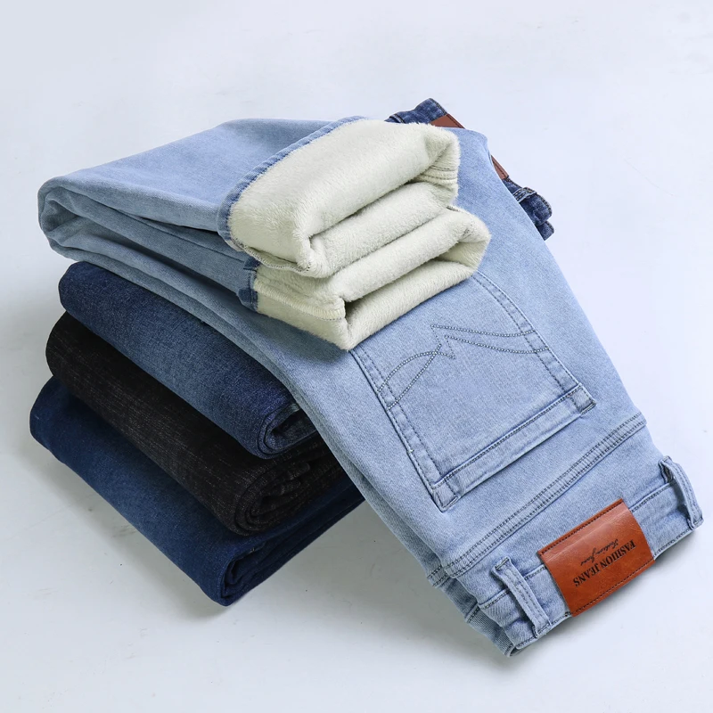 2023 New Men's Clothing Casual Jeans Winter New Fleece Pants Thick Warm Fashion Straight Fit Male Denim Trousers
2023 New Men's Clothing Casual Jeans Winter New Fleece Pants Thick Warm Fashion Straight Fit Male Denim Trousers