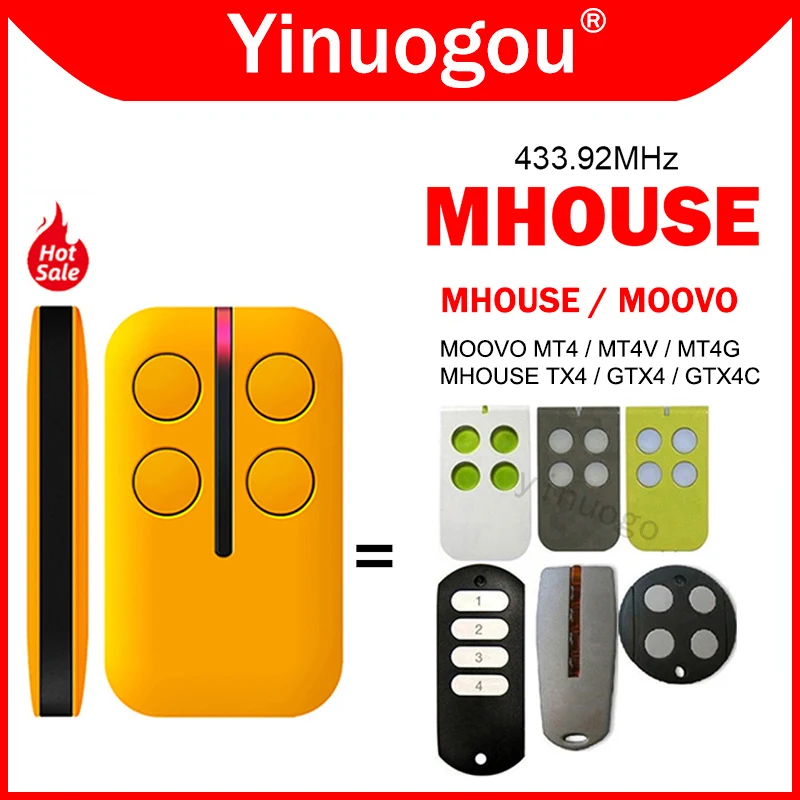 MHOUSE TX4 GTX4 GTX4C MOOVO MT4 MT4V MT4G Remote Control Duplicator Garage Door Command Replacement Wireless Transmitter 433MHz
MHOUSE TX4 GTX4 GTX4C MOOVO MT4 MT4V MT4G Remote Control Duplicator Garage Door Command Replacement Wireless Transmitter 433MHz