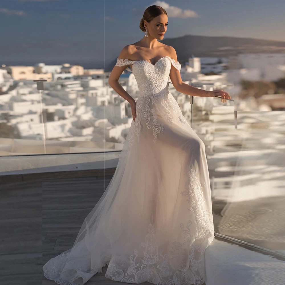 Luxury Wedding Dress For Woman 2024 Off The Shoulder A-Line Sweetheart Appliques Beach Tulle Bridal Gown Backless Robe De Mariée
Luxury Wedding Dress For Woman 2024 Off The Shoulder A-Line Sweetheart Appliques Beach Tulle Bridal Gown Backless Robe De Mariée