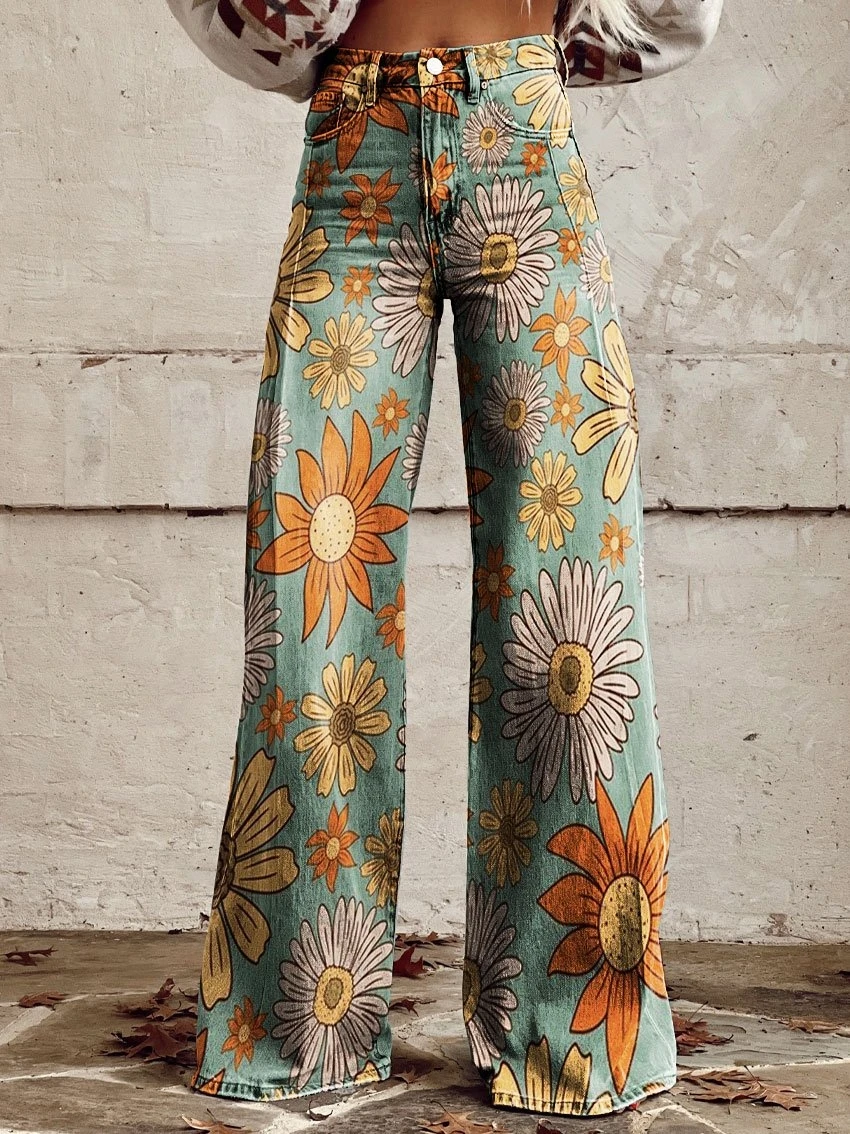 Fashionable floral women's jeans high waist wide leg pants loose women's thin imitation jeans wide leg
Fashionable floral women's jeans high waist wide leg pants loose women's thin imitation jeans wide leg