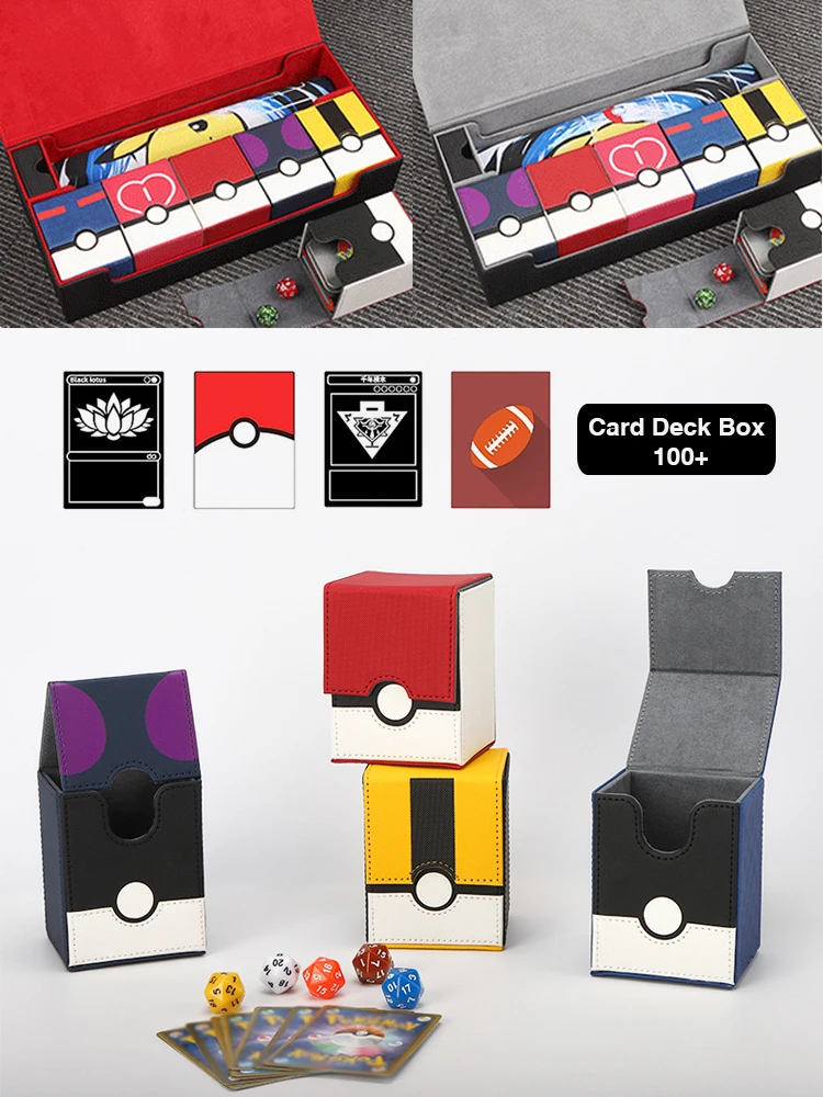 

100+PU Game PTCG Card Deck Storage Box MTG YuGiOh Board Games Commander Card Carrying Organiser Case Trading Card Deck Box Gift