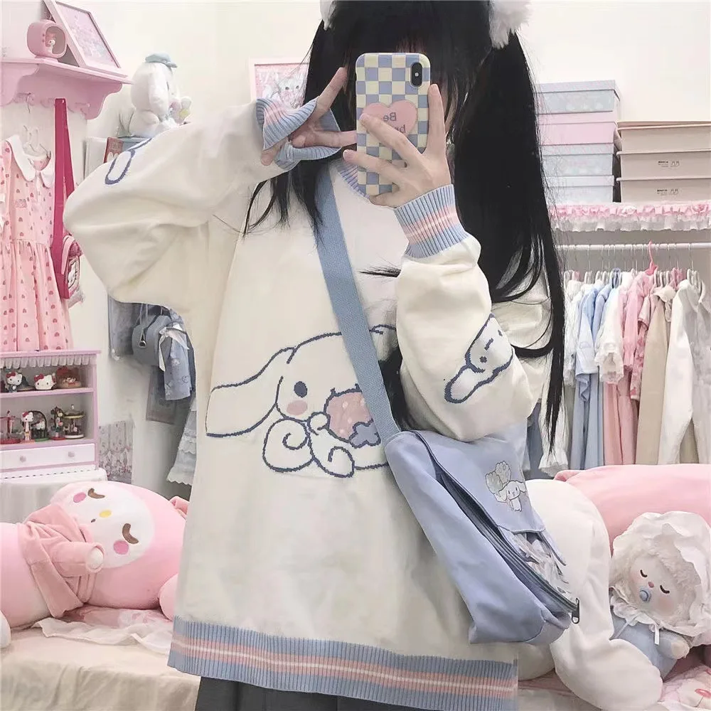 Sanrios аниме Cinnamoroll свитер мультфильм милый весенний круглый вырез универсальное вязаное пальто кавайный Универсальный Повседневный Свободный Топ подарок для девушки
Sanrios аниме Cinnamoroll свитер мультфильм милый весенний круглый вырез универсальное вязаное пальто кавайный Универсальный Повседневный Свободный Топ подарок для девушки