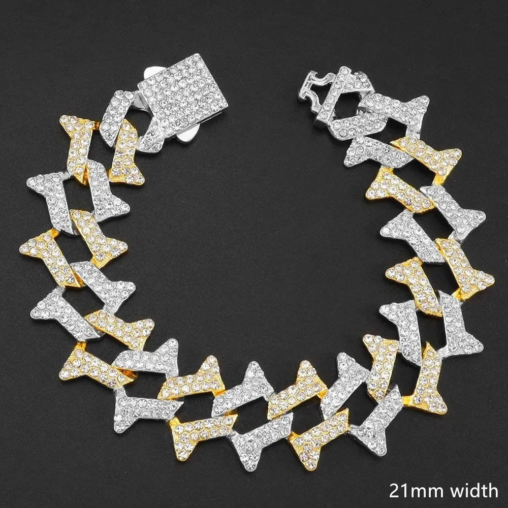 Iced Out Crown Of Thorns Cuban Chain Bracelet Silver Gold plated bicolor Hip Hop Anklet Jewelry Gifts For Men Women 10" 11inch
Iced Out Crown Of Thorns Cuban Chain Bracelet Silver Gold plated bicolor Hip Hop Anklet Jewelry Gifts For Men Women 10" 11inch