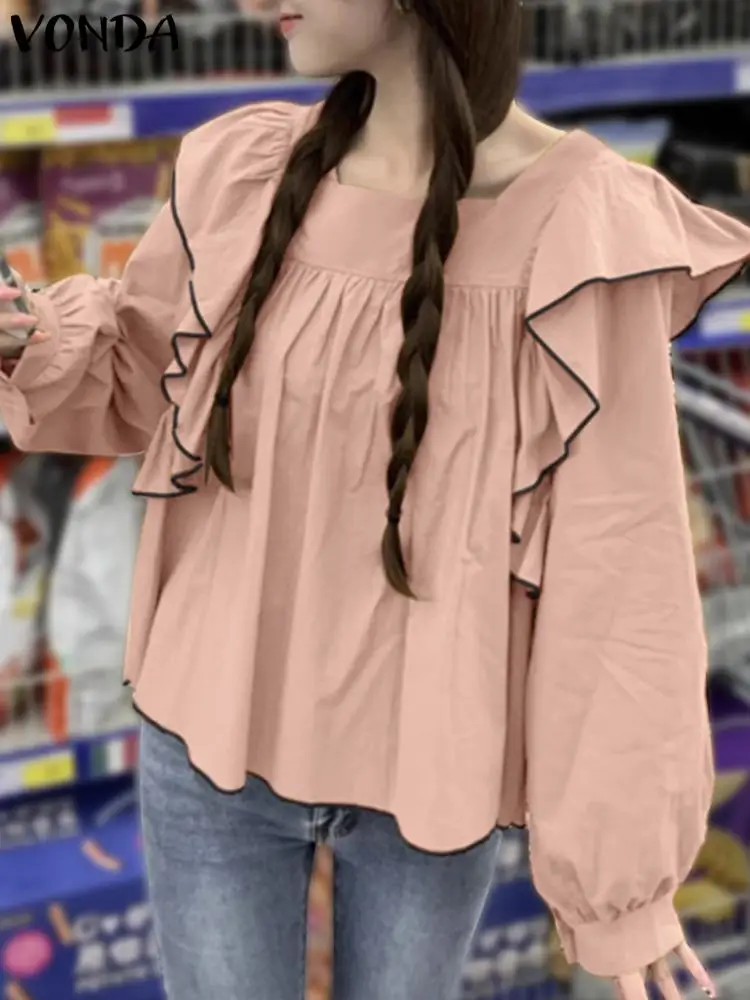 VONDA Women Ruffled Shirts 2023 Fashion Autumn Long Sleeve Blouses Elegant Square Collar Casual Loose Pleated Blusas Party Tops
VONDA Women Ruffled Shirts 2023 Fashion Autumn Long Sleeve Blouses Elegant Square Collar Casual Loose Pleated Blusas Party Tops