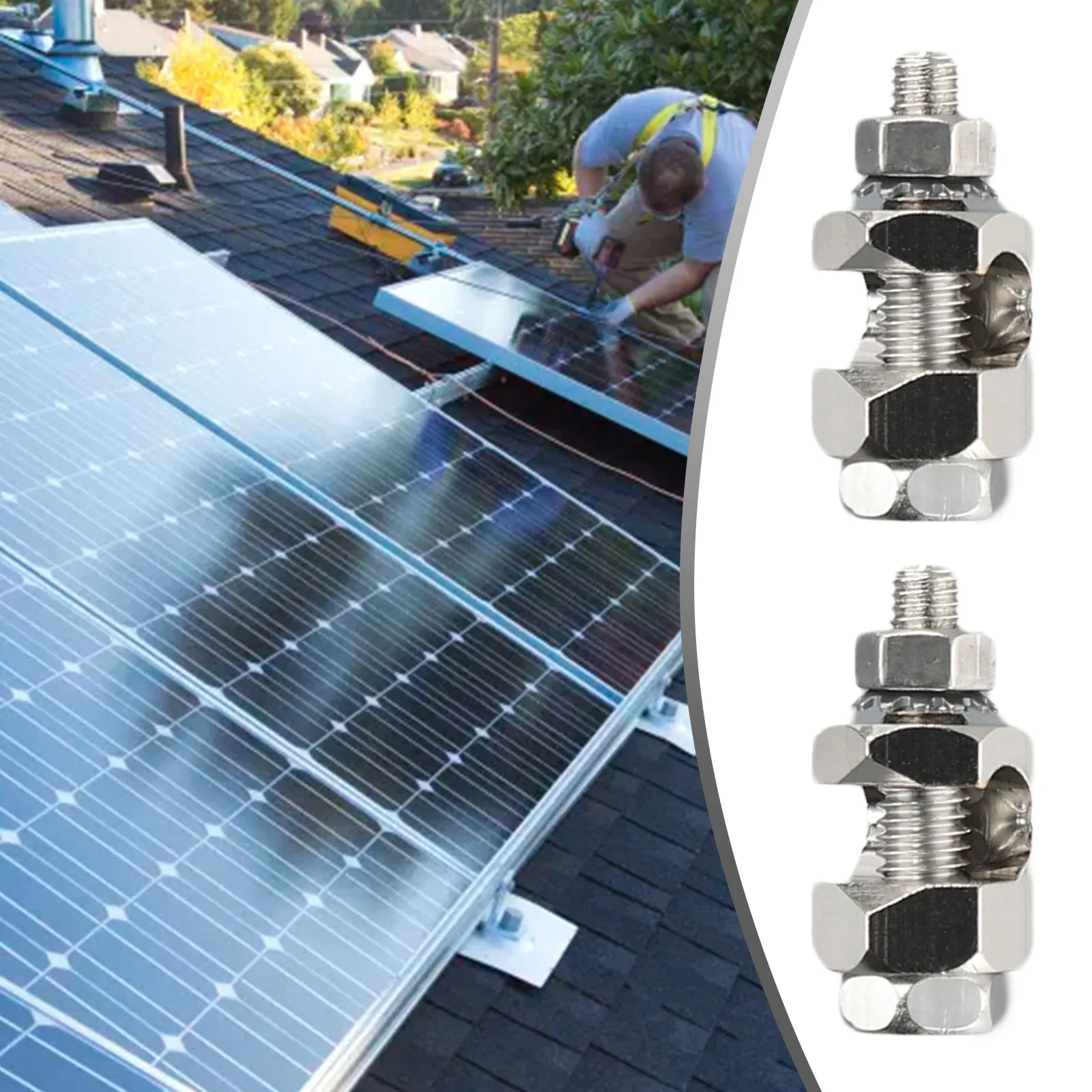 2pc Solar Grounding Lug Solar Panel Fasteners Wire Clip Standard Ground Clip Buckle Bracket Lightning Protection Terminal Block
2pc Solar Grounding Lug Solar Panel Fasteners Wire Clip Standard Ground Clip Buckle Bracket Lightning Protection Terminal Block