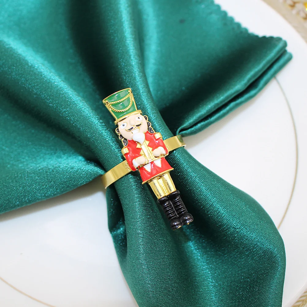 

Christmas Nutcracker Soldier Napkin Ring Serviette Holders Napkin Buckles New Year Wedding Banquet Party Table Decoration