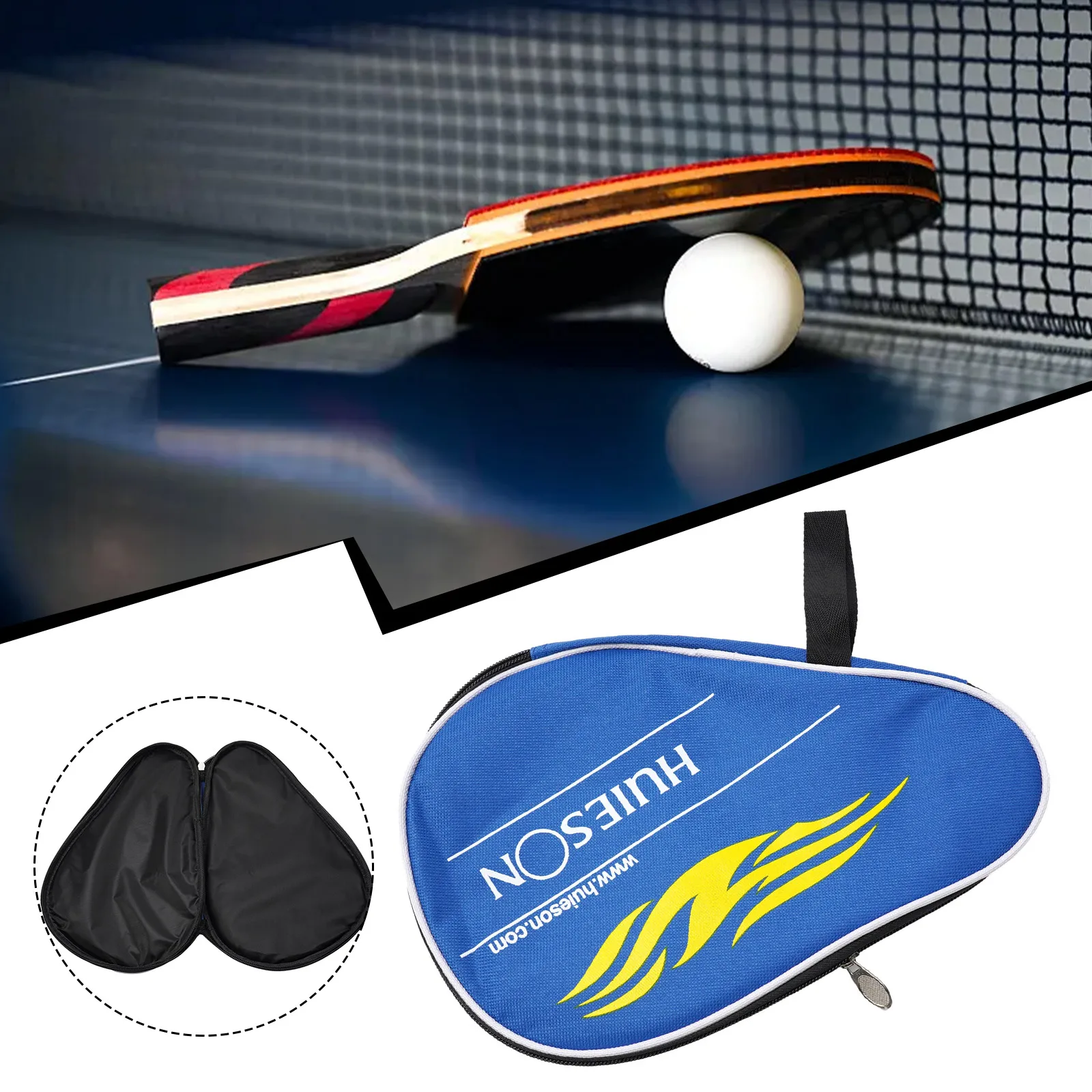 

30*20cm Premium Oxford Pings Pong Racket Bag Table Tennis Bat Bag With Exquisite Metal Zippers Store Racket Balls Black/blue