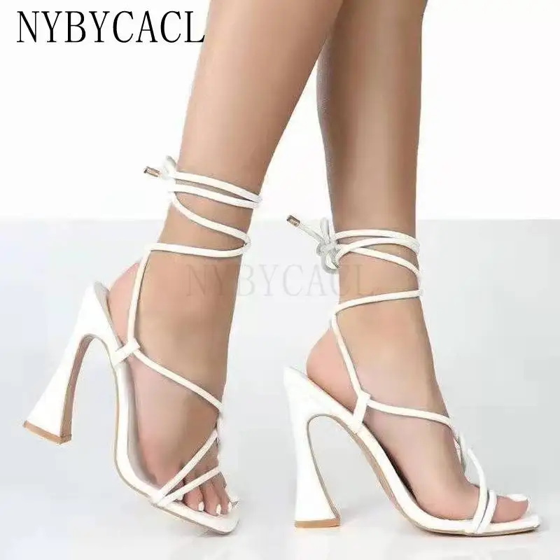 

Women Sandals Sexy Summer Shoes Gladiator Clip Toe High Heels Bandage Buckle Strap Pumps Squre Toe Ladies Party Fashion Stiletto