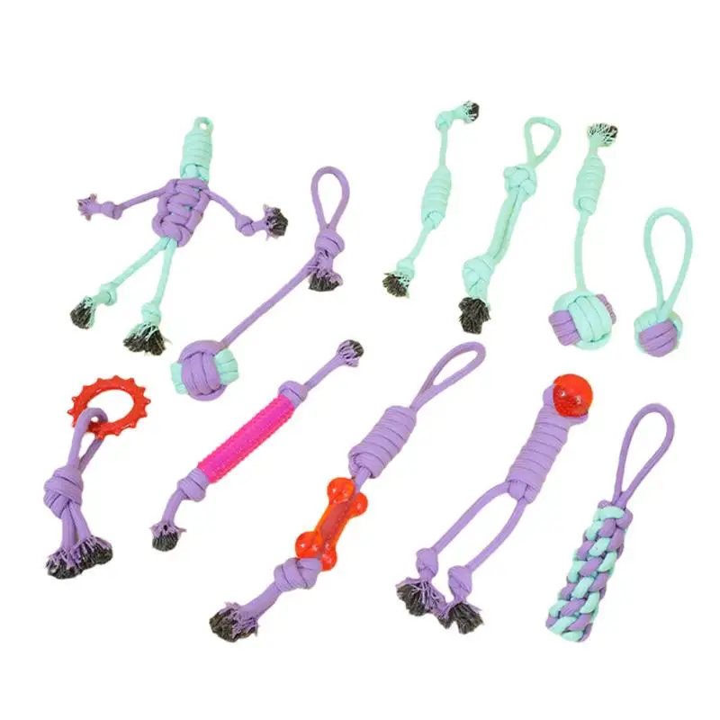 

Rope Toy For Aggressive Chewers 11PCS Interactive Rope Chew Toys Portable Dog Toys For Indoor & Outdoor Cotton Pet Toys For