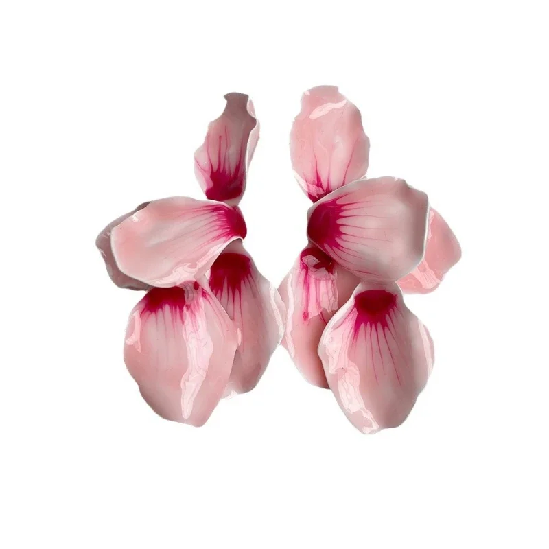 Bilandi-Boucles d'oreilles en forme de fleur pour femmes, bijoux au design doux, accessoires exagérés, cadeaux de fête, mode, document rose, 03/Wearing 6