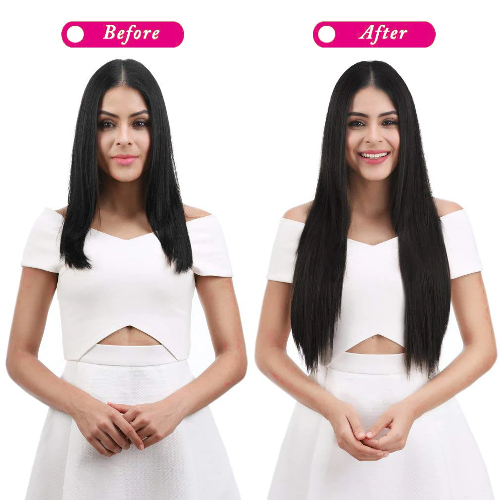Straight Hair Clips Halo Hair Extensions Remy Human Hair Clip In Hair Extensions 26 Inch #1B One Piece Hair Wire Hair Extensions 42 S8f34bc0d20f4446695825ab639eab22dn
