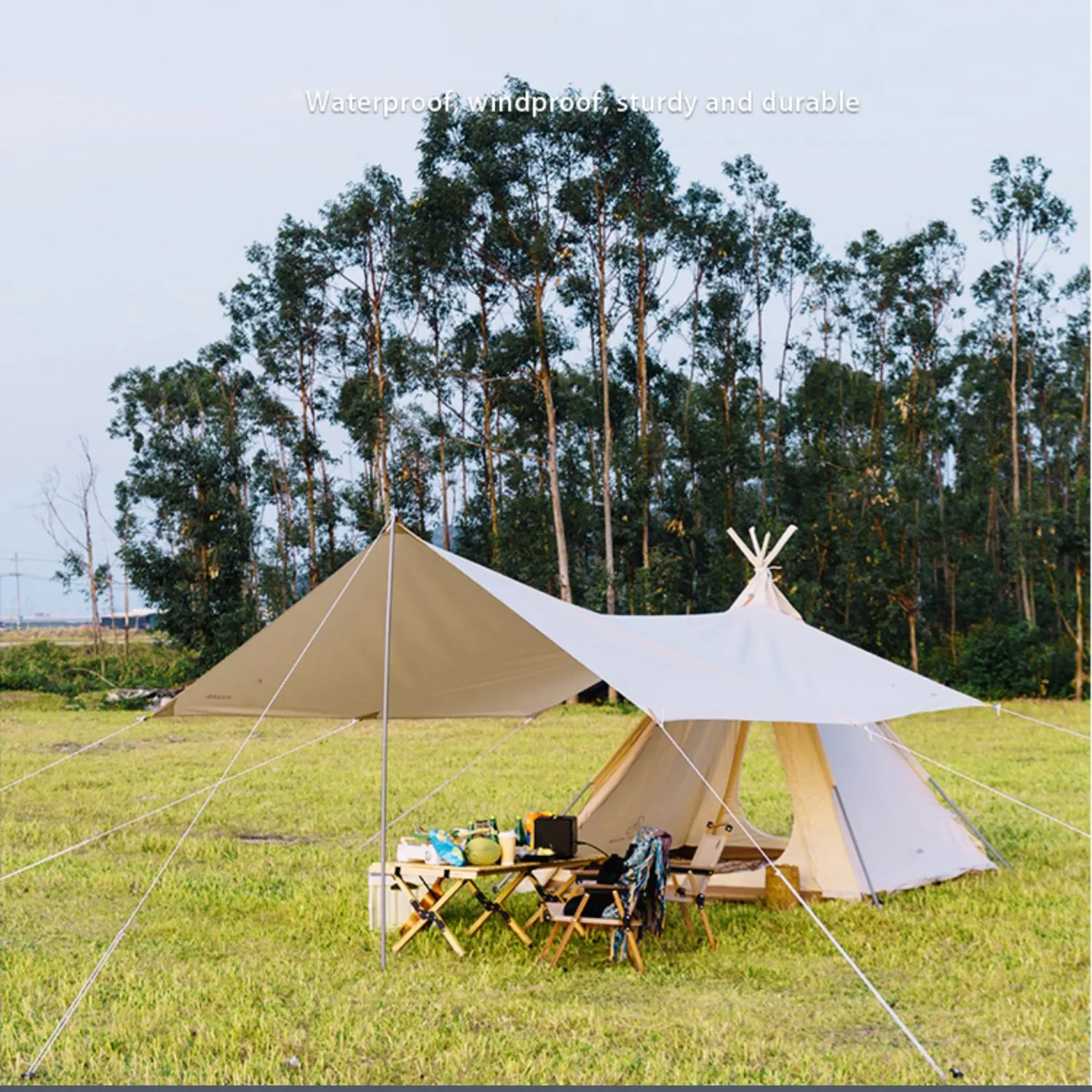 

Утолщенная палатка для кемпинга, двойная занавеска, защита от дождя, солнцезащитный крем, индийская пирамида, дикое небо, репеллент от комаров