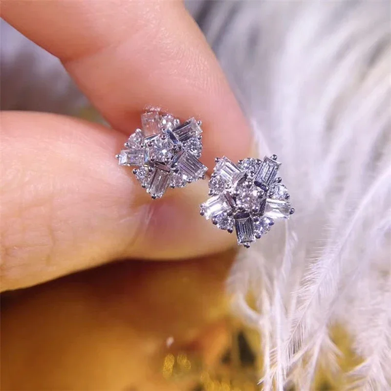 

Ne'w Fancy Stud Earrings for Women Ear Piercing Inlaid Brilliant Crystal Zirconia Luxury Bridal Wedding Earring Trendy Jewelry
