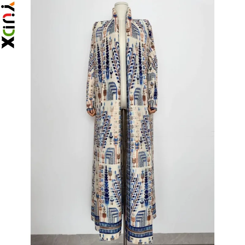 

YUDX Miyake Pleated Vintage Style Classic Comfortable Women's Trench Coat Fashion Print Section Cardigan Dress 2024 Summer New