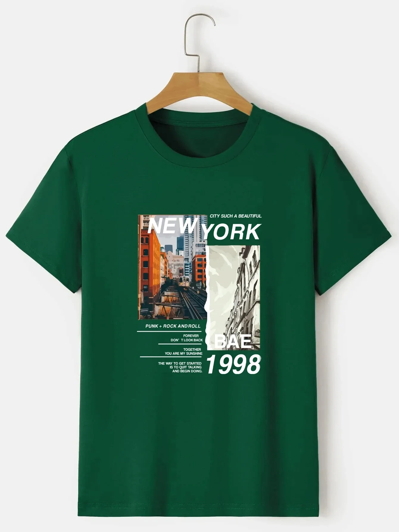 

"New York Bae 1998" Print T-Shirt for Men's Casual Crew Neck Short-Sleeve Fashion Summer T-Shirts Tops, Regular and Oversize Tee