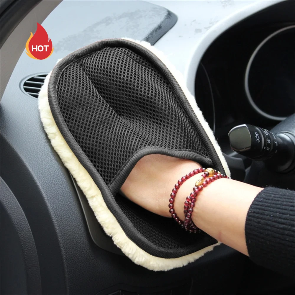 

Car Wash Gloves Imitation Wool Velvet Non Damage Paint Wiping Cloth Waxing Thickening Car Beauty Products Wiping Gloves Cleaning